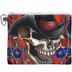 Confederate Flag Usa America United States Csa Civil War Rebel Dixie Military Poster Skull Canvas Cosmetic Bag (xxxl) by Sapixe