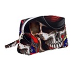 Confederate Flag Usa America United States Csa Civil War Rebel Dixie Military Poster Skull Wristlet Pouch Bag (Medium)