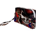 Confederate Flag Usa America United States Csa Civil War Rebel Dixie Military Poster Skull Wristlet Pouch Bag (Small)