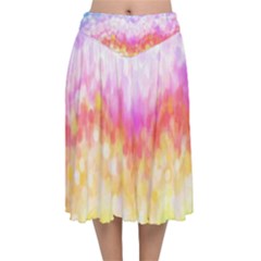 Rainbow Pontilism Background Velvet Flared Midi Skirt