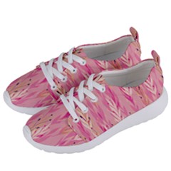 Pink Leaf Pattern Women s Lightweight Sports Shoes by designsbymallika