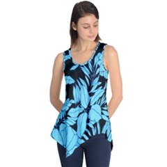 Blue Winter Tropical Floral Watercolor Sleeveless Tunic