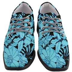 Blue Winter Tropical Floral Watercolor Women Heeled Oxford Shoes