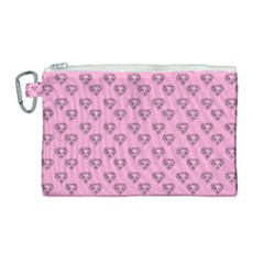 Heart Face Pink Canvas Cosmetic Bag (large) by snowwhitegirl