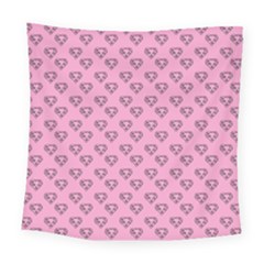 Heart Face Pink Square Tapestry (large)