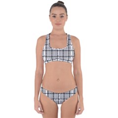 Pattern Carreaux Noir/gris Cross Back Hipster Bikini Set by kcreatif