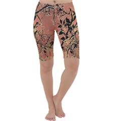 Floral Grungy Style Artwork Cropped Leggings  by dflcprintsclothing