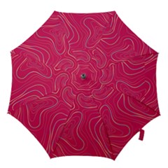 Pink Golden Lines Hook Handle Umbrellas (small) by designsbymallika
