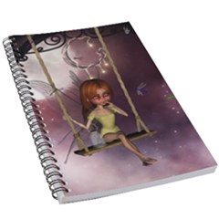 Little Fairy On A Swing With Dragonfly In The Night 5 5  X 8 5  Notebook by FantasyWorld7