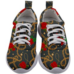 Golden Chain Pattern With Roses Kids Athletic Shoes