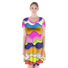 Bubble Liquid Print Short Sleeve V-neck Flare Dress by designsbymallika