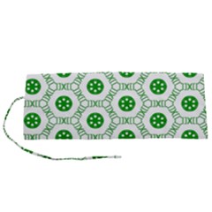 White Green Shapes Roll Up Canvas Pencil Holder (s)