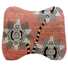 Brick Wall Flower Pot Velour Head Support Cushion by okhismakingart