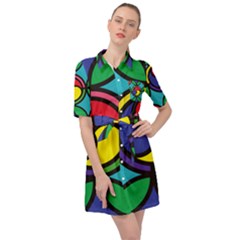 Colors Patterns Scales Geometry Belted Shirt Dress