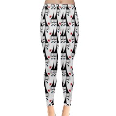 Cartoon Style Asian Woman Portrait Collage Pattern Inside Out Leggings by dflcprintsclothing