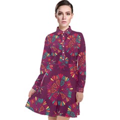 Circle Pattern Long Sleeve Chiffon Shirt Dress by designsbymallika