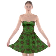 Rose Stars So Beautiful On Green Strapless Bra Top Dress by pepitasart