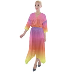 Rainbow Shades Quarter Sleeve Wrap Front Maxi Dress by designsbymallika