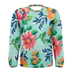 Multi Colour Floral Print Men s Long Sleeve Tee by designsbymallika
