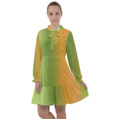 Green Orange Shades All Frills Chiffon Dress by designsbymallika