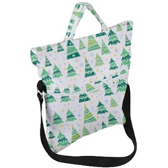 Christmas Tree Pattern Fold Over Handle Tote Bag by designsbymallika