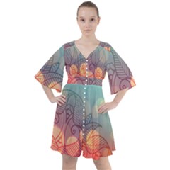 Mandala Pattern Boho Button Up Dress