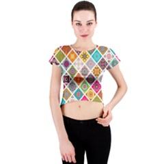 Ethnic Mandala Pattern Crew Neck Crop Top by designsbymallika