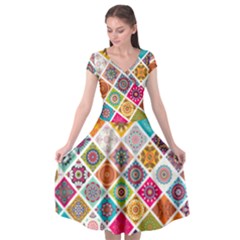 Ethnic Mandala Pattern Cap Sleeve Wrap Front Dress by designsbymallika