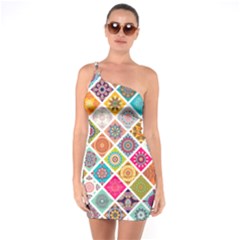 Ethnic Mandala Pattern One Soulder Bodycon Dress by designsbymallika