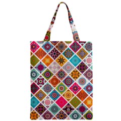 Ethnic Mandala Pattern Zipper Classic Tote Bag by designsbymallika