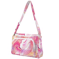 Pink Paint Brush Front Pocket Crossbody Bag by designsbymallika