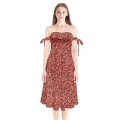 Burgundy Red Confetti Pattern Abstract Art Shoulder Tie Bardot Midi Dress by yoursparklingshop