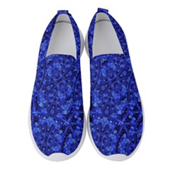 Blue Fancy Ornate Print Pattern Women s Slip On Sneakers by dflcprintsclothing
