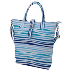 Blue Waves Pattern Buckle Top Tote Bag by designsbymallika