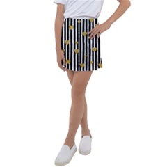 Stripes Heart Pattern Kids  Tennis Skirt by designsbymallika