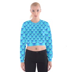 Blue Scale Pattern Cropped Sweatshirt by designsbymallika