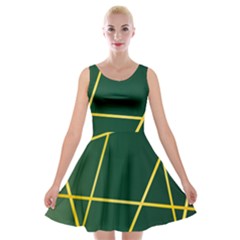 Golden Lines Pattern Velvet Skater Dress by designsbymallika