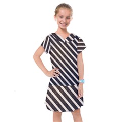 Silver Stripes Pattern Kids  Drop Waist Dress by designsbymallika