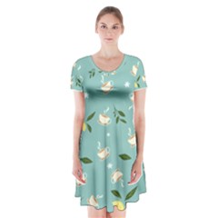 Tea Is Love Short Sleeve V-neck Flare Dress by designsbymallika
