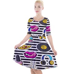 Disco Theme Quarter Sleeve A-line Dress by designsbymallika
