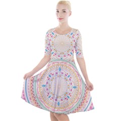 Mandala Pattern Quarter Sleeve A-line Dress by designsbymallika