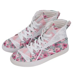 Pink Patchwork Women s Hi-top Skate Sneakers by designsbymallika