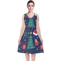 Christmas  V-neck Midi Sleeveless Dress  by designsbymallika