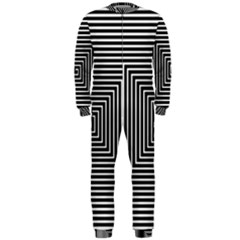 Maze Design Black White Background Onepiece Jumpsuit (men) 