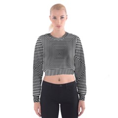 Maze Design Black White Background Cropped Sweatshirt by HermanTelo