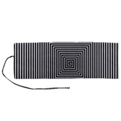 Maze Design Black White Background Roll Up Canvas Pencil Holder (m) by HermanTelo