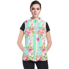 Stripes Floral Print Women s Puffer Vest by designsbymallika