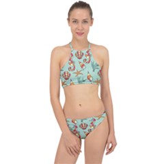 Coral Love Racer Front Bikini Set by designsbymallika