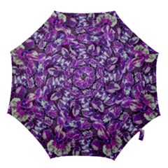 Botanical Violet Print Pattern 2 Hook Handle Umbrellas (large) by dflcprintsclothing