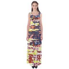 Multicolored Abstract Grunge Texture Print Empire Waist Maxi Dress